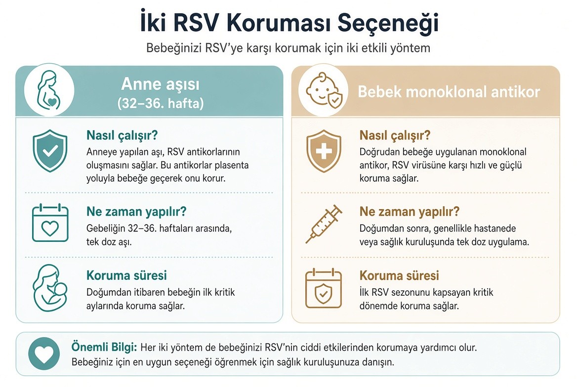 İki RSV Koruması: Anne Aşısı ve Bebek Monoklonal Antikor